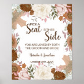Poster Boho Automne Choisir un siège Signal Mariage latér (Devant)