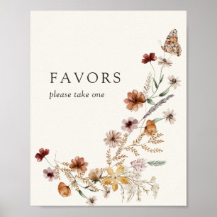 Poster Boho Automne Fleur sauvage Baby shower Faveurs Sig