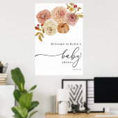 Poster Boho Autumn Citrouille Baby shower fille (Bureau à domicile)