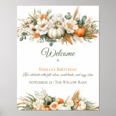 Poster Boho Autumn Floral Arrangement Birthday Welcome (Devant)