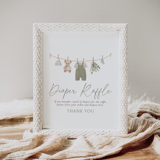 Poster Boho Baby Clothes Baby Shower Diaper Raffle Sign