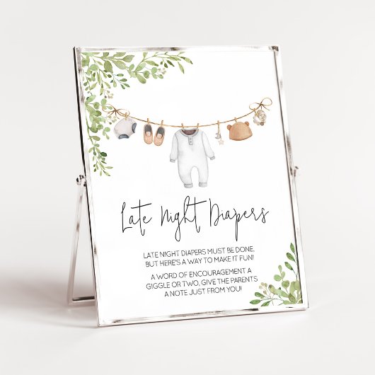 Poster Boho Baby Clothes Baby shower Diapeurs tard la nui