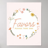 Poster Boho Baby shower Fleur sauvage Faveur (Devant)