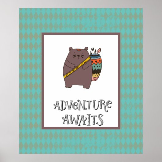 Poster Boho Bear Adventure Attend (Devant)