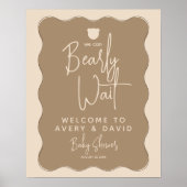 Poster Boho Bear Wavy Frame Baby shower simple accueil (Devant)