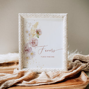 Poster Boho beige or jardin fleuri Faveurs