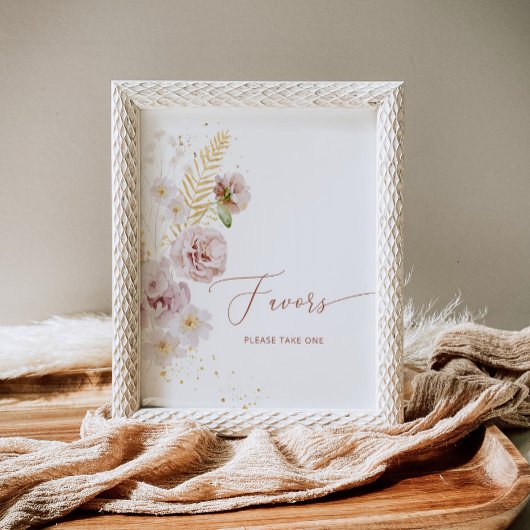 Poster Boho beige or jardin fleuri Faveurs