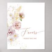 Poster Boho beige or jardin fleuri Faveurs (Devant)