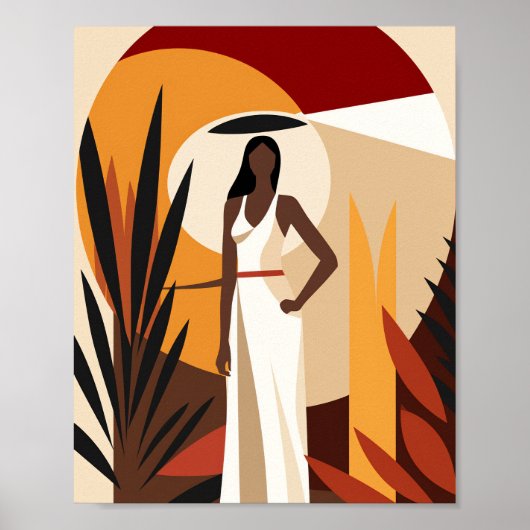 Poster Boho Black Woman Faceless Mur Décor Art (Devant)