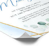 Poster Boho bleu floral eucalyptus or En mémoire d'amour (Coin)