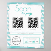 Poster Boho bleu motif 2 QR codes balayage côtier à payer (Devant)