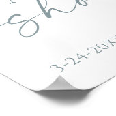 Poster Boho bleu outrepassant baby shower fleur sauvage (Coin)