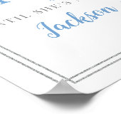 Poster Boho bleu poussiéreux floral argent chic compte à  (Coin)