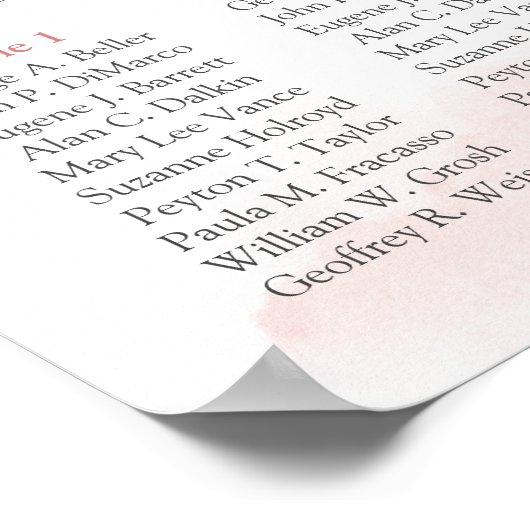 Poster Boho bleu rose floral or 15 tables assises (Coin)