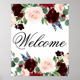 Poster Boho Bloom Bourgogne et Marine Bienvenue à toute
