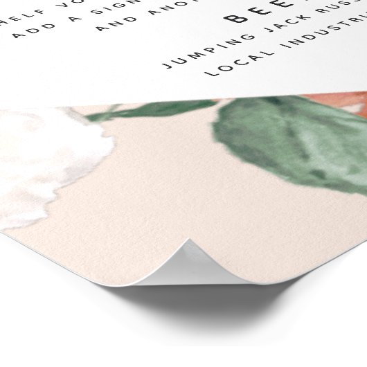 Poster Boho Blooms Barre de Mariage Panneau de menu (Coin)