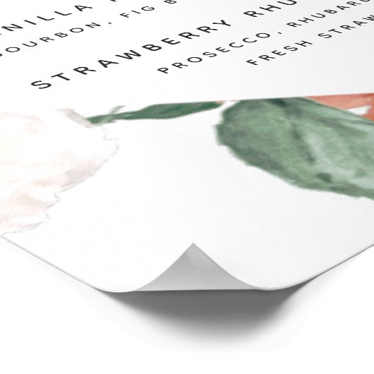 Poster Boho Blooms Mariage Signature Cocktail Menu Signe (Coin)