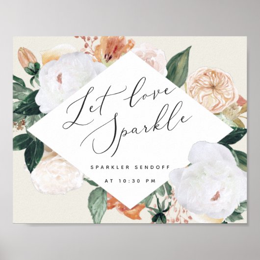 Poster Boho Blooms Mariage Sparkler Sendoff Sign (Devant)