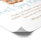 Poster Boho Blue Balloon Bear Baby shower Ne pas dire béb (Coin)