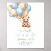 Poster Boho Blue Balloon Bear Enveloppe Station (Devant)