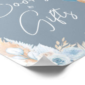 Poster Boho Blue Bear Balloon Baby shower Livres et Cadea (Coin)