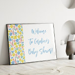 Poster Boho Blue Ditsy Floral Custom Baby shower Bienvenu<br><div class="desc">Poster d'Affiche de bienvenue de Baby shower personnalisé Boho Blue Yellow Ditsy Floral</div>