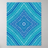 Poster Boho Blue Kaleidoscope Mandala Art (Devant)
