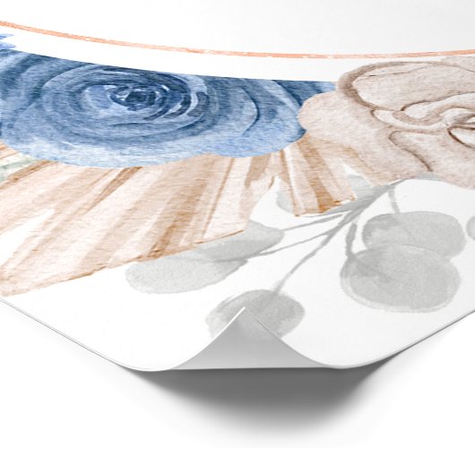 Poster Boho Blue Pampas Grass Baby shower (Coin)