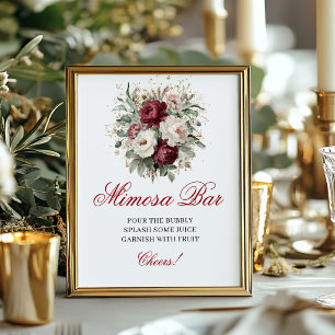 Poster Boho Blush Bourgogne Bar à Mimosa Tabletop Floral