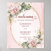 Poster Boho Blush Floral Eucalyptus Gold Wedding Welcome (Devant)