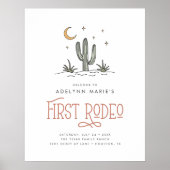 Poster Boho Blush Moderne Girls Premier Rodéo 1er Anniver (Devant)