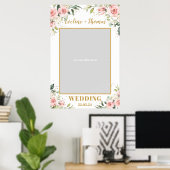 Poster Boho blush pink floral gold bwedding photo prop (Bureau à domicile)
