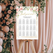Poster Boho blush pink floral gold wedding seating chart