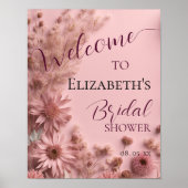 Poster Boho Blush rose Fleur sauvage séché Script Bienven (Devant)