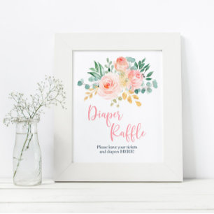 Poster Boho Blush rose Floral Douche Dépouille Raffle Sig