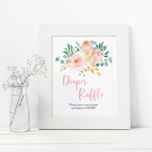 Poster Boho Blush rose Floral Douche Dépouille Raffle Sig