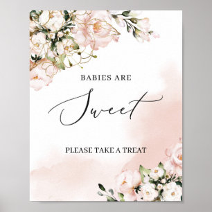 Poster Boho blush rose floral or bébés sont signe doux