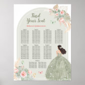 Poster Boho Blush Rose Sage Vert 15 Años Seating Chart (Devant)