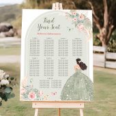 Poster Boho Blush Rose Sage Vert 15 Años Seating Chart