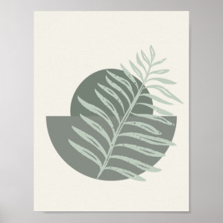 Poster Boho Botanical Green Sage Formes Abstraites