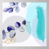 Poster Boho botanique cyan violet (Devant)