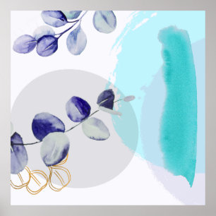 Poster Boho botanique cyan violet
