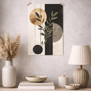 Poster Boho Botanique Géométrique Minimal Luxueux Noir Or