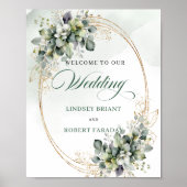 Poster Boho Botanique Poussière Verte Table Mariage Bienv (Devant)