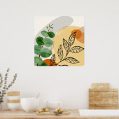 Poster Boho Botanique Vert Orange (Cuisine)