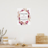 Poster Boho Bourgogne Baby shower Fille Signal de bienven (Cuisine)