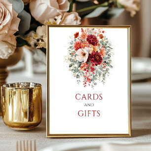Poster Boho Bourgogne Fleurs Cartes Et Cadeaux 8x10 Prése