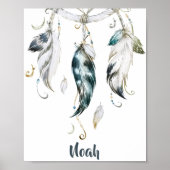 Poster Boho Boy Feather Dream Catcher Wall Art (Devant)