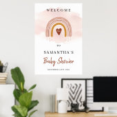 Poster Boho branché Dusty Pink Rainbow Welcome (Bureau à domicile)
