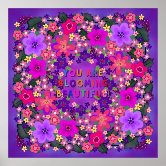 Poster Boho Bright Big Beautiful Flowers (Devant)